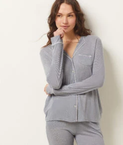 Pyjamaoberteil MARINEBLAU -Damen mode Geschaft 651599525 c
