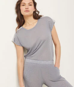 Top Mit Kurzen Ärmeln MARINEBLAU -Damen mode Geschaft 652455325 b