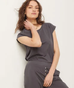 Top Mit Kurzen Ärmeln ANTHRAZIT