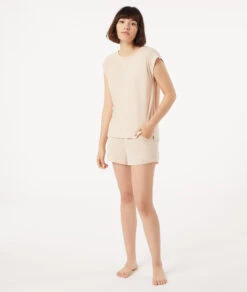 Top Mit Kurzen Ärmeln BEIGE -Damen mode Geschaft 653138683 6