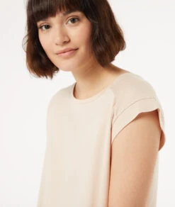 Top Mit Kurzen Ärmeln BEIGE -Damen mode Geschaft 653138683 c