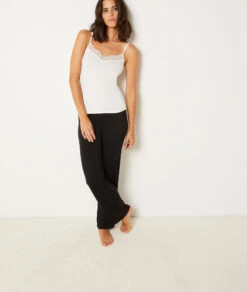 Trägertop Mit Spitze Am Dekolleté ECRU -Damen mode Geschaft 653450180 6