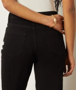 Schmale Jeans Mit Hoher Taille100 % Baumwolle SCHWARZ -Damen mode Geschaft 653729005 b
