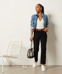 Schmale Jeans Mit Hoher Taille100 % Baumwolle SCHWARZ