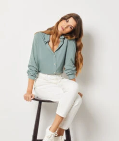 Jeans Mit Hoher Taille Im Karottenschnitt, 100 % Baumwolle WEISS -Damen mode Geschaft 653731701 6