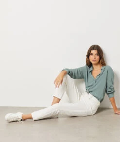 Jeans Mit Hoher Taille Im Karottenschnitt, 100 % Baumwolle WEISS -Damen mode Geschaft 653731701 x