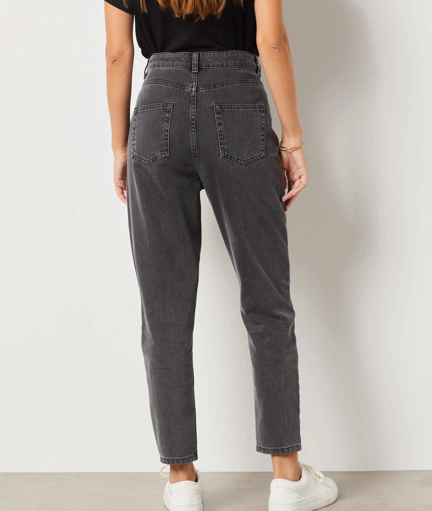 Jeans Im Mom-Schnitt, Hohe Taille, 100 % Baumwolle ANTHRAZIT 4 Jeans Im Mom-Schnitt, Hohe Taille, 100 % Baumwolle ANTHRAZIT – Bild 2