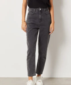 Jeans Im Mom-Schnitt, Hohe Taille, 100 % Baumwolle ANTHRAZIT 11 Jeans Im Mom-Schnitt, Hohe Taille, 100 % Baumwolle ANTHRAZIT -Damen mode Geschaft 653731704 c