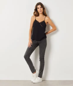 Caraco Mit Spitze Am Ausschnitt SCHWARZ -Damen mode Geschaft 653747405 6