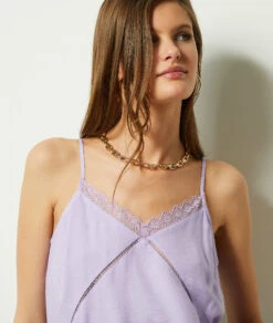 Caraco Mit Spitze Am Ausschnitt LILA -Damen mode Geschaft 653747407 b