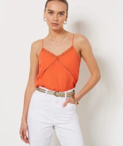 Caraco Mit Details Aus Spitze KORALLE 11 Caraco Mit Details Aus Spitze KORALLE -Damen mode Geschaft 653747462 c