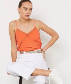 Caraco Mit Details Aus Spitze KORALLE