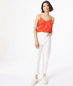 Caraco Mit Spitze Am Ausschnitt ORANGE -Damen mode Geschaft 653747463 6