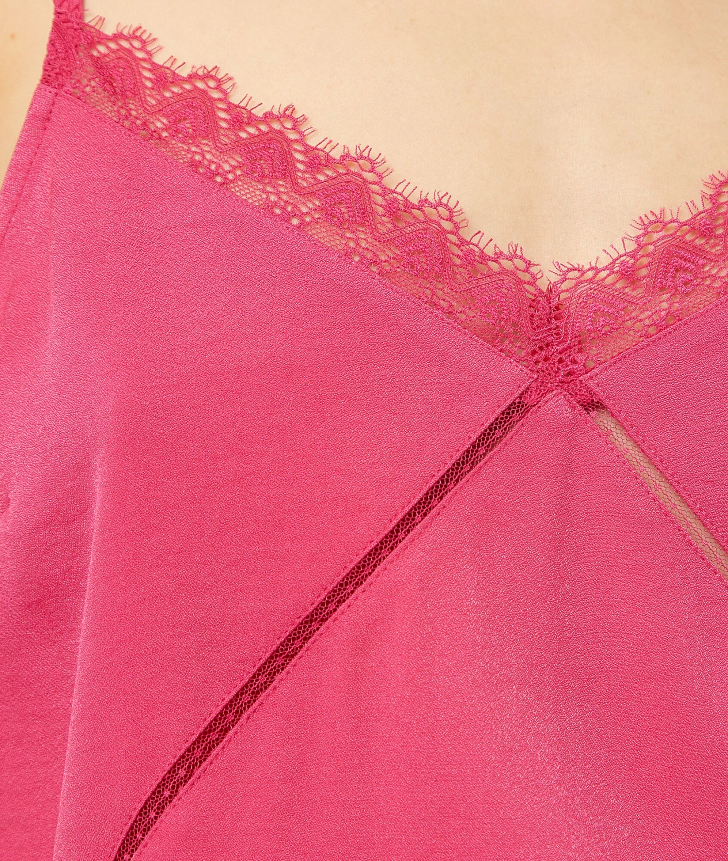 Caraco Mit Schmalen Streifen Und Spitze Am Dekolleté FUCHSIA 6 Caraco Mit Schmalen Streifen Und Spitze Am Dekolleté FUCHSIA – Bild 4