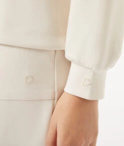 Top Mit Langen Ärmeln, In Der Taille Gerafft BEIGE -Damen mode Geschaft 653771583 b