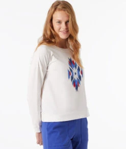 T-Shirt Mit Langen Ärmeln, Bestickt ECRU -Damen mode Geschaft 653771780 c