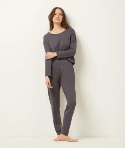 Top Mit Langen Ärmeln ANTHRAZIT -Damen mode Geschaft 653785304 6