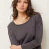 Top Mit Langen Ärmeln ANTHRAZIT -Damen mode Geschaft 653785304 x