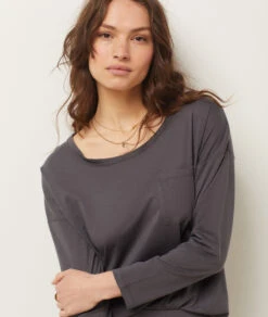 Top Mit Langen Ärmeln ANTHRAZIT