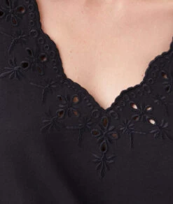 T-Shirt Mit Langen Ärmeln Und Durchbrochenen Details SCHWARZ -Damen mode Geschaft 653791505 b