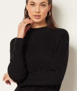 Kleid Mit Kordel In Der Taille SCHWARZ -Damen mode Geschaft 653802805 b