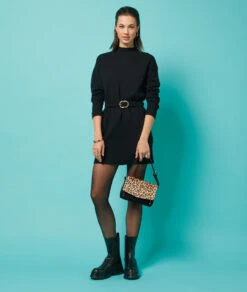 Kleid Mit Kordel In Der Taille SCHWARZ