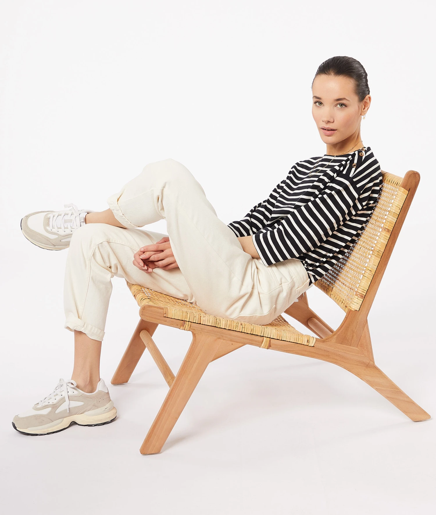 Gestreiftes T-Shirt Mit 3/4-Ärmeln SCHWARZ 5 Gestreiftes T-Shirt Mit 3/4-Ärmeln SCHWARZ – Bild 3