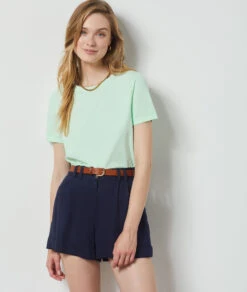 T-shirt Manches Courtes 100% Coton BLEU CIEL 11 T-shirt Manches Courtes 100% Coton BLEU CIEL -Damen mode Geschaft 653830420 c