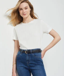 T-Shirt Mit Kurzen Ärmeln, 100 % Bio-Baumwolle ECRU 11 T-Shirt Mit Kurzen Ärmeln, 100 % Bio-Baumwolle ECRU -Damen mode Geschaft 653830480 c