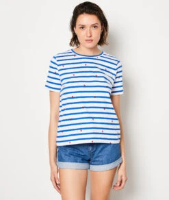 T-Shirt Mit Kurzen Ärmeln, 100 % Baumwolle MARINEBLAU