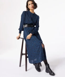 Langes Kleid Mit Print MARINEBLAU -Damen mode Geschaft 653837837 6