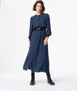 Langes Kleid Mit Print MARINEBLAU -Damen mode Geschaft 653837837 c