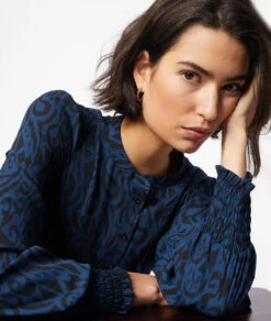 Langes Kleid Mit Print MARINEBLAU