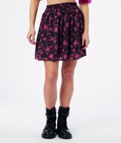 Ausgestellter Rock Mit Print SCHWARZ