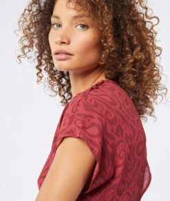 Kleid Mit Print Und Freiem Rücken ZIEGEL -Damen mode Geschaft 653840469 b