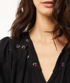 Kleid Mit Gestickten Details SCHWARZ -Damen mode Geschaft 653875805 b