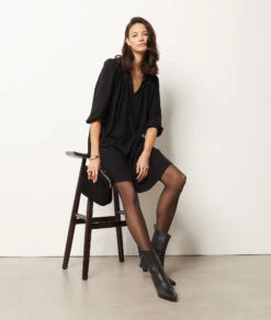 Kleid Mit Gestickten Details SCHWARZ -Damen mode Geschaft 653875805 c