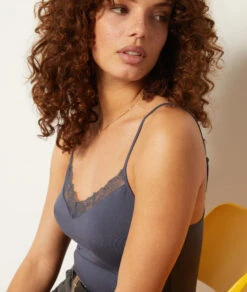 Caraco Mit Spitze Am Ausschnitt MARINEBLAU 10 Caraco Mit Spitze Am Ausschnitt MARINEBLAU -Damen mode Geschaft 653876625 b