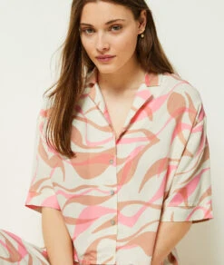 Pyjamahemd Mit Print ECRU -Damen mode Geschaft 653894639 c