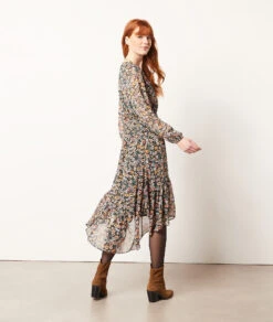 Langes Kleid Mit Print MEHRFARBIG