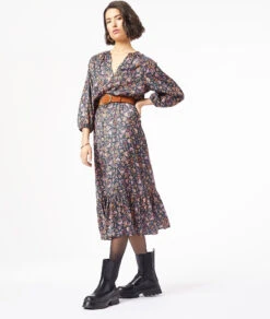 Langes Kleid Mit Print RÖTLICH VIOLETT -Damen mode Geschaft 653908533 6