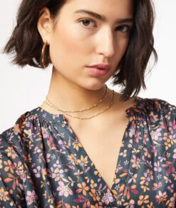 Langes Kleid Mit Print RÖTLICH VIOLETT -Damen mode Geschaft 653908533 b