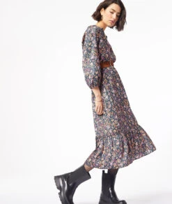 Langes Kleid Mit Print RÖTLICH VIOLETT -Damen mode Geschaft 653908533 c