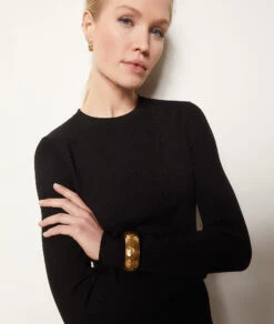 Kleid Aus Gripptem Strick SCHWARZ -Damen mode Geschaft 653910905 b