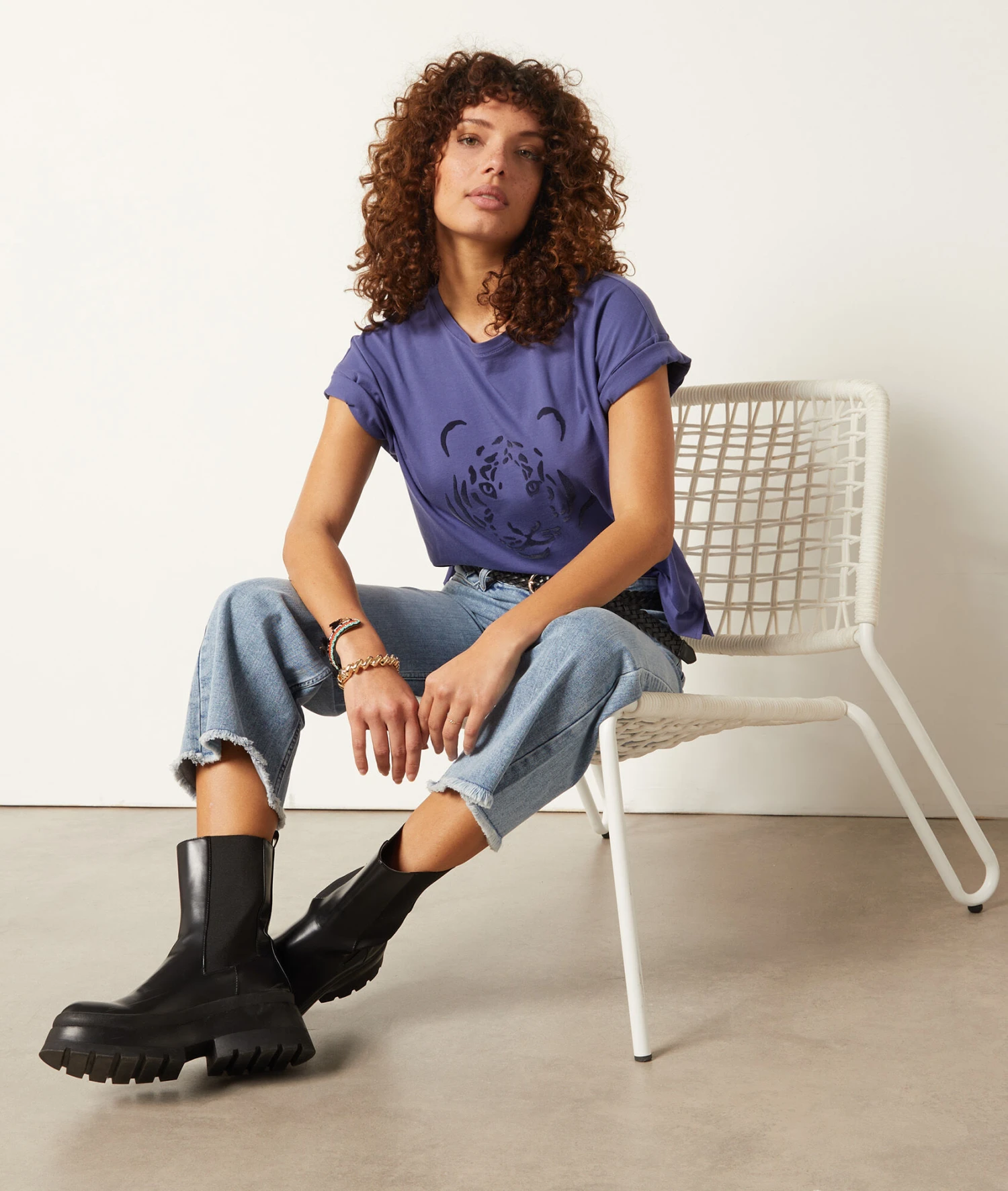 T-Shirt Mit Kurzen Ärmeln, 100 % Baumwolle PFLAUME 5 T-Shirt Mit Kurzen Ärmeln, 100 % Baumwolle PFLAUME – Bild 3