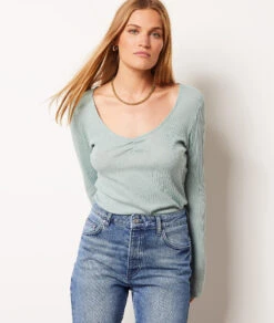 T-Shirt Mit Langen Ärmeln SELADONGRÜN 9 T-Shirt Mit Langen Ärmeln SELADONGRÜN -Damen mode Geschaft 653933938 6