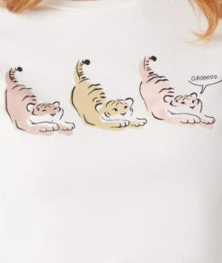 T-Shirt Mit Kurzen Ärmeln Und Print, 100 % Bio-Baumwolle ECRU -Damen mode Geschaft 653936980 b