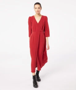 Langes Kleid Mit Schlitz GRANATROT -Damen mode Geschaft 653942075 6