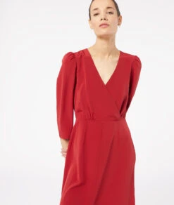 Langes Kleid Mit Schlitz GRANATROT -Damen mode Geschaft 653942075 c