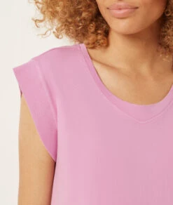 T-Shirt Mit Kurzen Ärmeln, 100 % Baumwolle ROSA -Damen mode Geschaft 653943070 b
